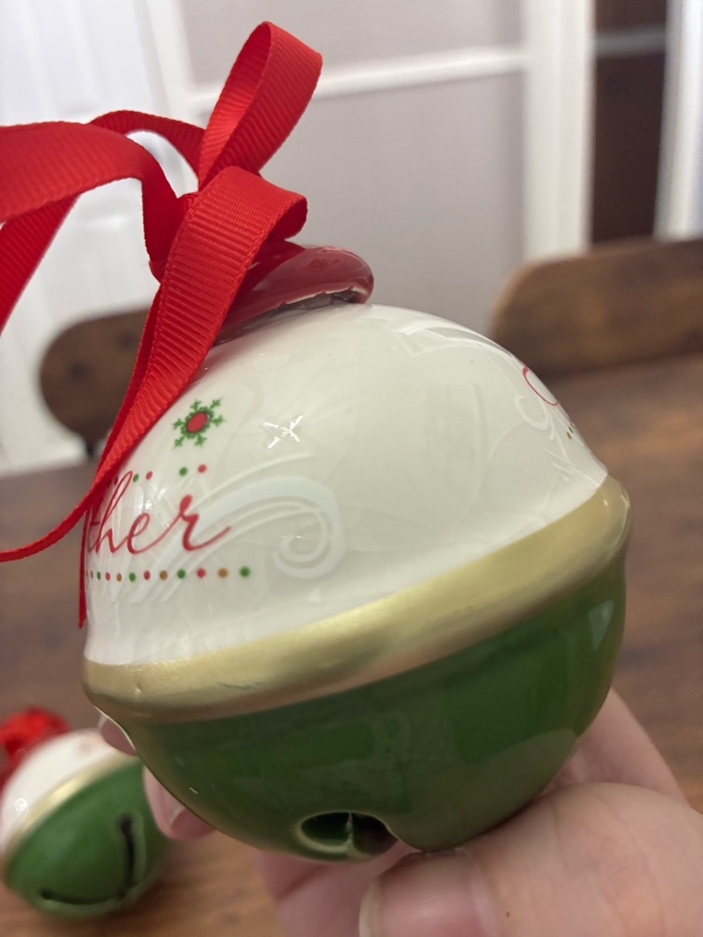 Mother & Father Ceramic Christmas Bell Ornaments - Picture 8 of 8